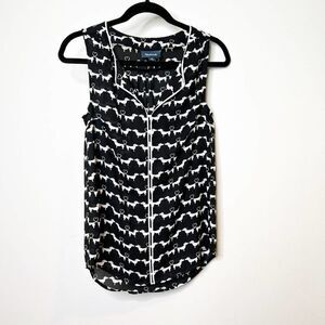 Modcloth Shirt Womens xs Black Weiner Dog Heart Daschaund Sleeveless tank Top
